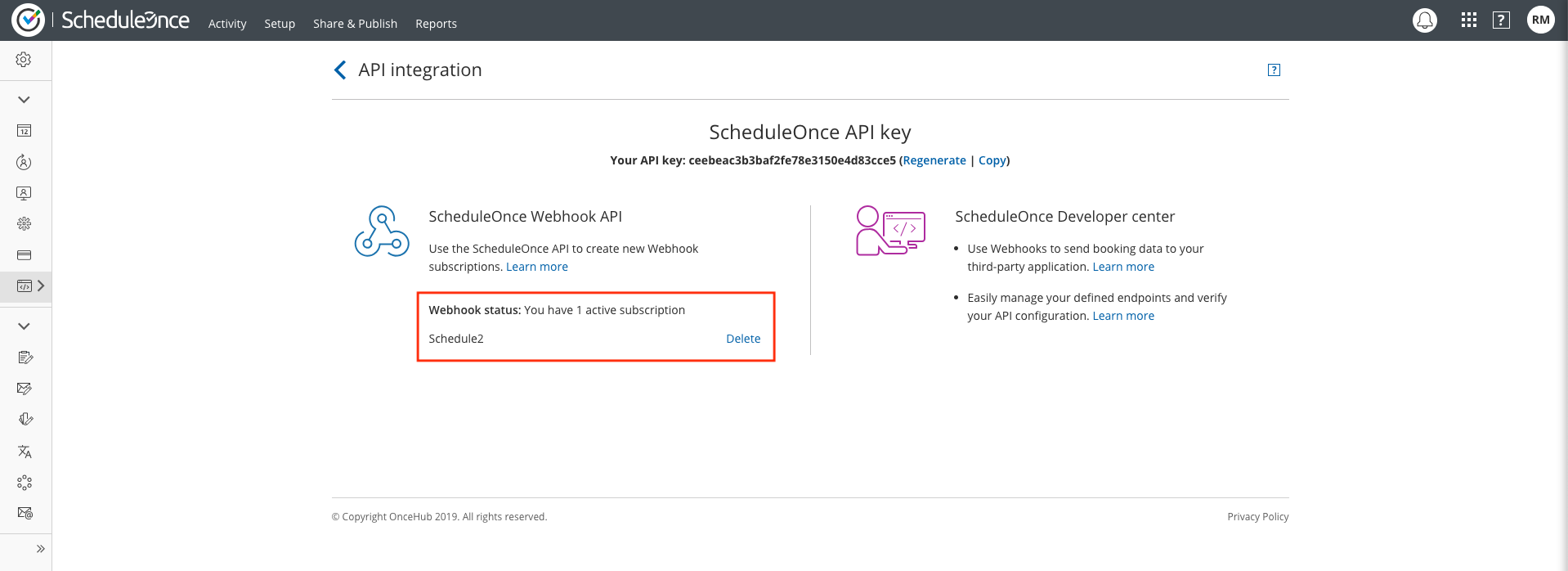 API integration - Webhook subscription list